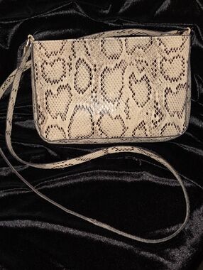 H&M Beige Snake-Print Crossbody Bag